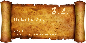 Birta Lóránt névjegykártya